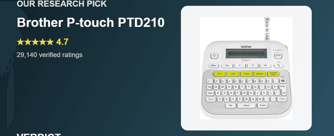 Best Label Maker 2026: Our Research Pick — Brother P-touch PTD210