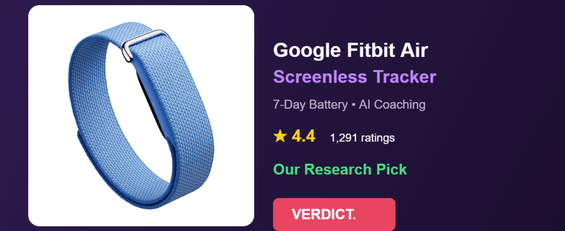 Best Screenless Fitness Tracker 2026: Our Research Pick — Google Fitbit Air
