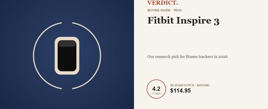 Best Fitness Tracker 2026 — Our Research Pick: Fitbit Inspire 3