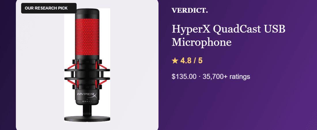 Best USB Gaming Microphone 2026: Our Research Pick — HyperX QuadCast