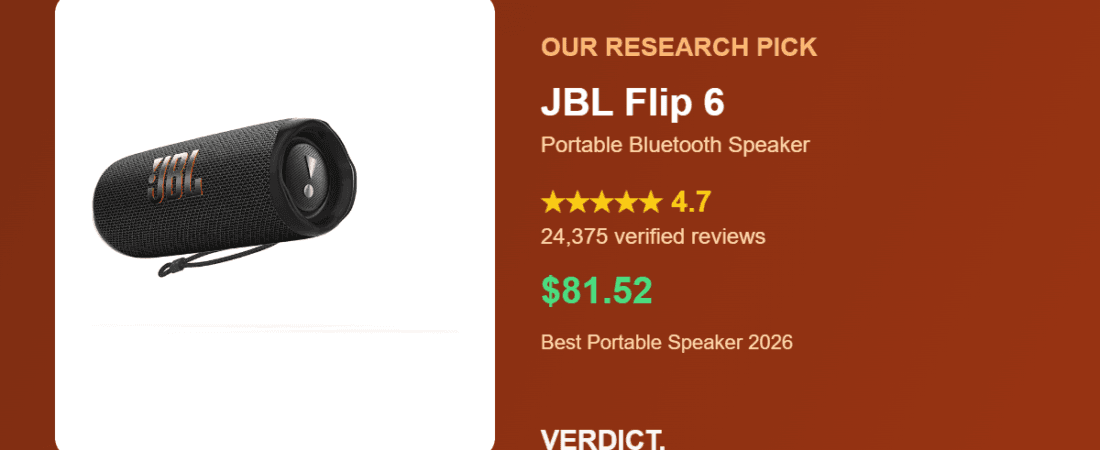 Best Portable Bluetooth Speaker 2026: Our Research Pick — JBL Flip 6
