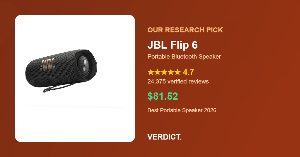 Best Portable Bluetooth Speaker 2026: Our Research Pick — JBL Flip 6