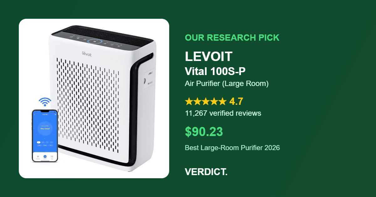 Best Large-Room Smart Air Purifier 2026: Our Research Pick — LEVOIT Vital 100S-P