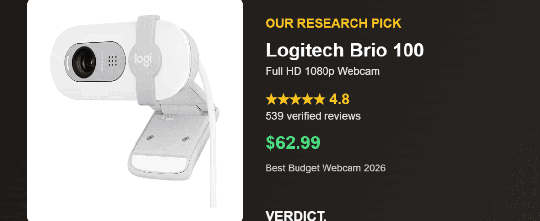 Best Budget Webcam 2026: Our Research Pick — Logitech Brio 100