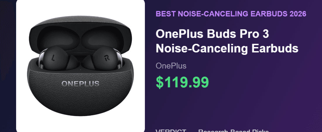 Best Noise-Canceling Earbuds 2026: Our Research Pick — OnePlus Buds Pro 3