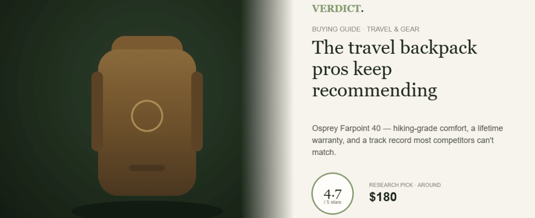 Best Travel Backpack 2026 — Our Research Pick: Osprey Farpoint 40