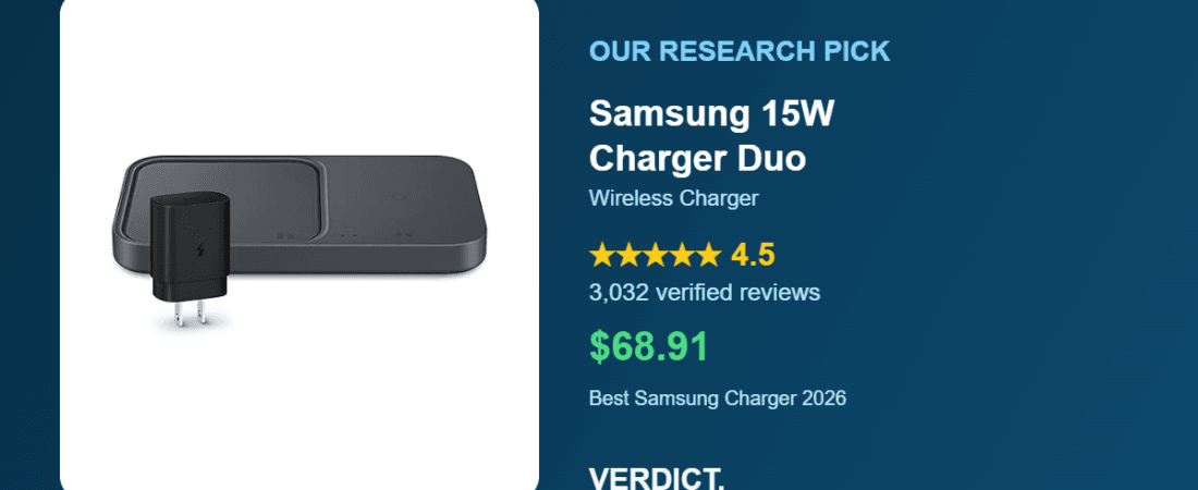 Best Wireless Charger for Samsung 2026: Our Research Pick — Samsung 15W Charger Duo