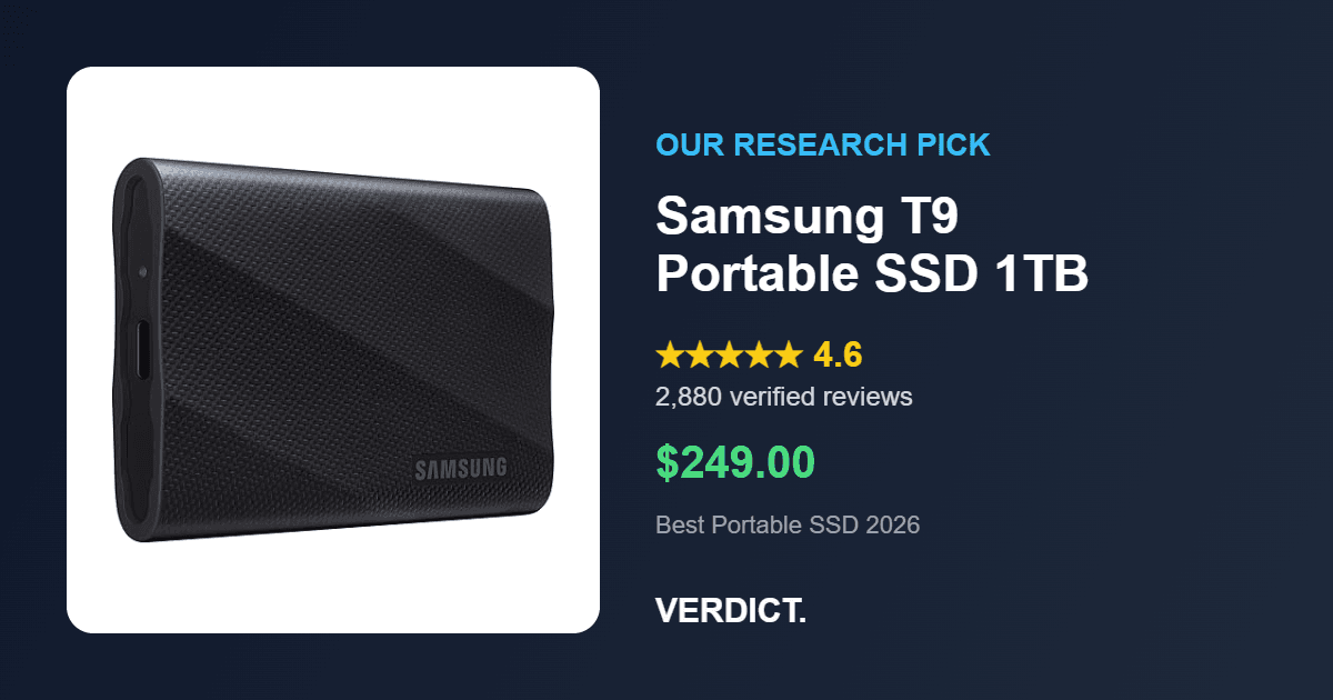 Best Portable SSD 2026: Our Research Pick — Samsung T9 1TB