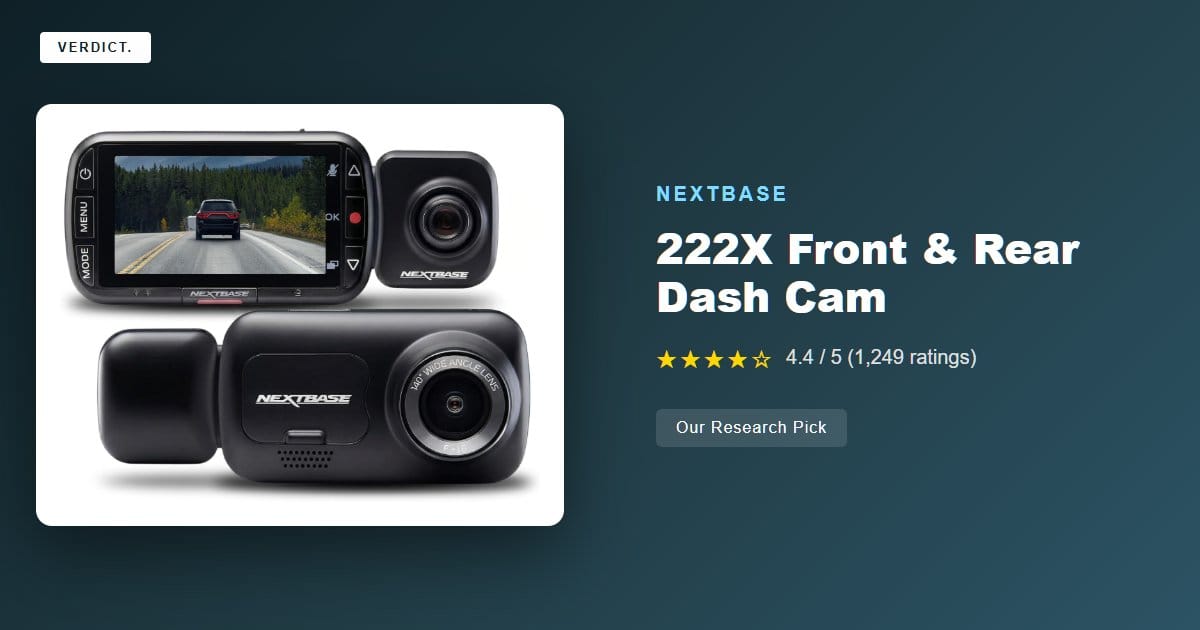 Best Dash Cam 2026: Our Research Pick — Nextbase 222X Front and Rear