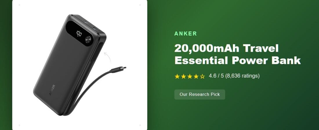 Best Portable Power Bank 2026: Our Research Pick — Anker 20,000mAh Travel Essential