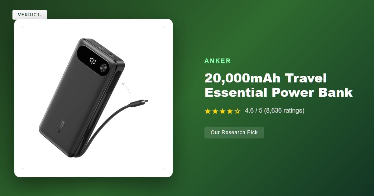 Best Portable Power Bank 2026: Our Research Pick — Anker 20,000mAh Travel Essential