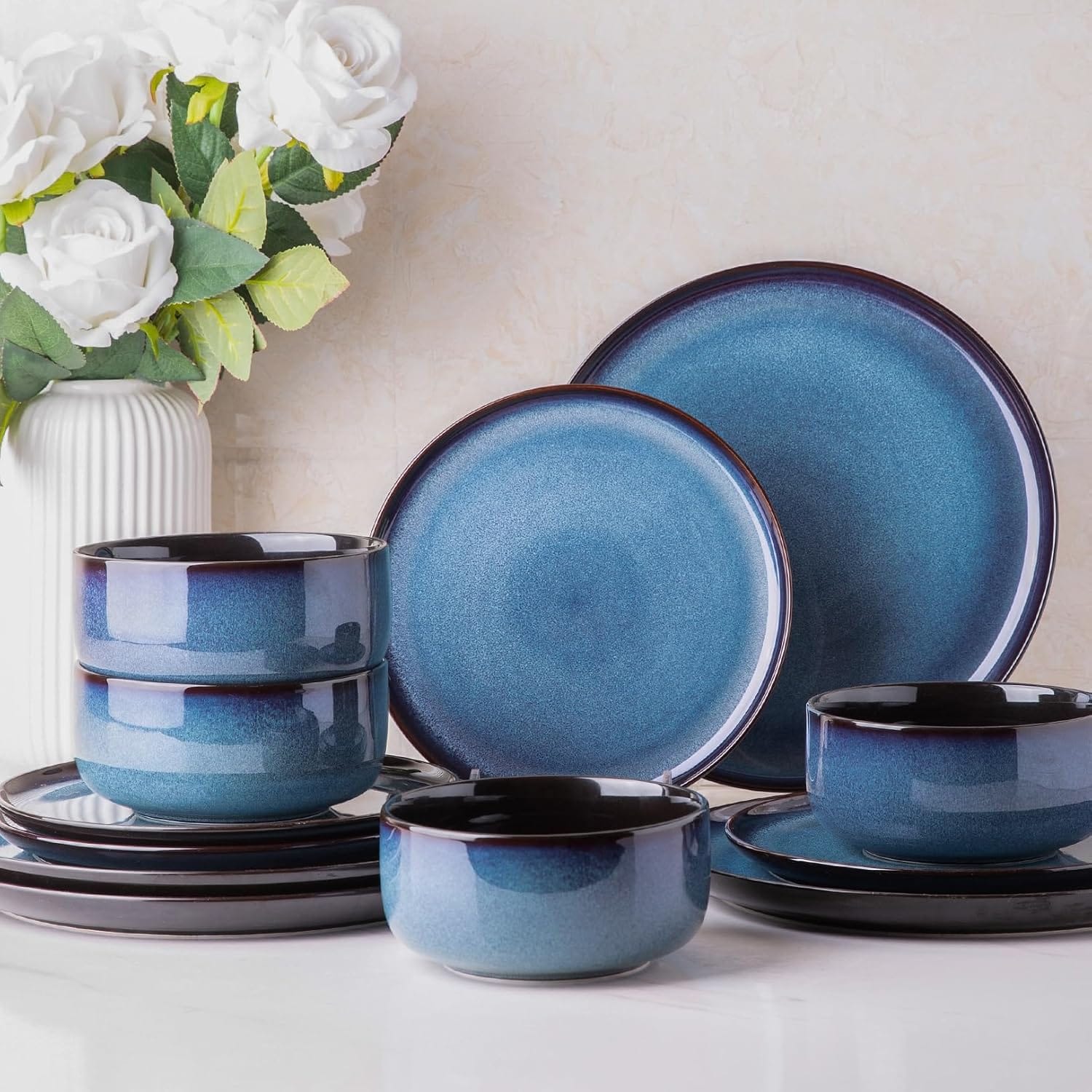 Best Ceramic Dinnerware Set 2026: Our Research Pick — LERATIO 12-Piece Reactive Glaze Set