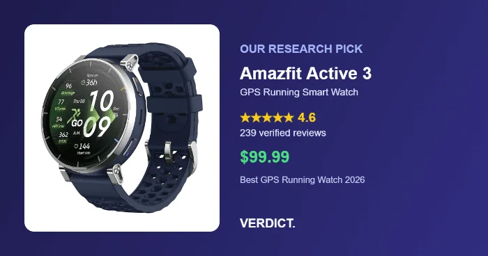 Best GPS Running Smart Watch 2026: Our Research Pick — Amazfit Active 3