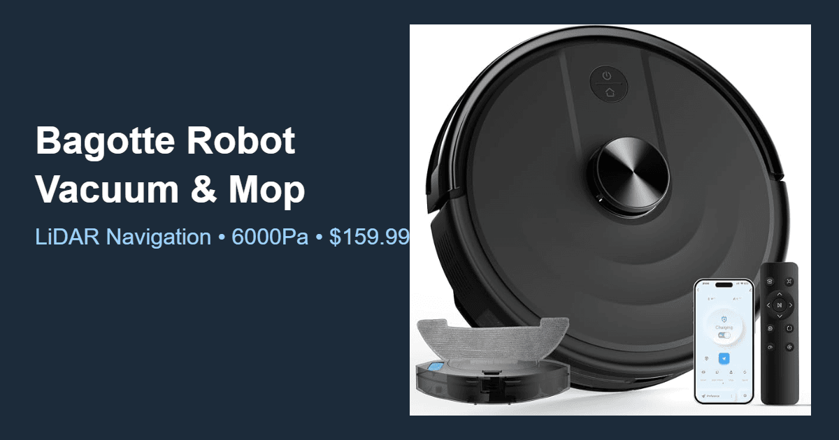 Robot Vacuum and Mop Combo Under $200: Bagotte M6 Review
