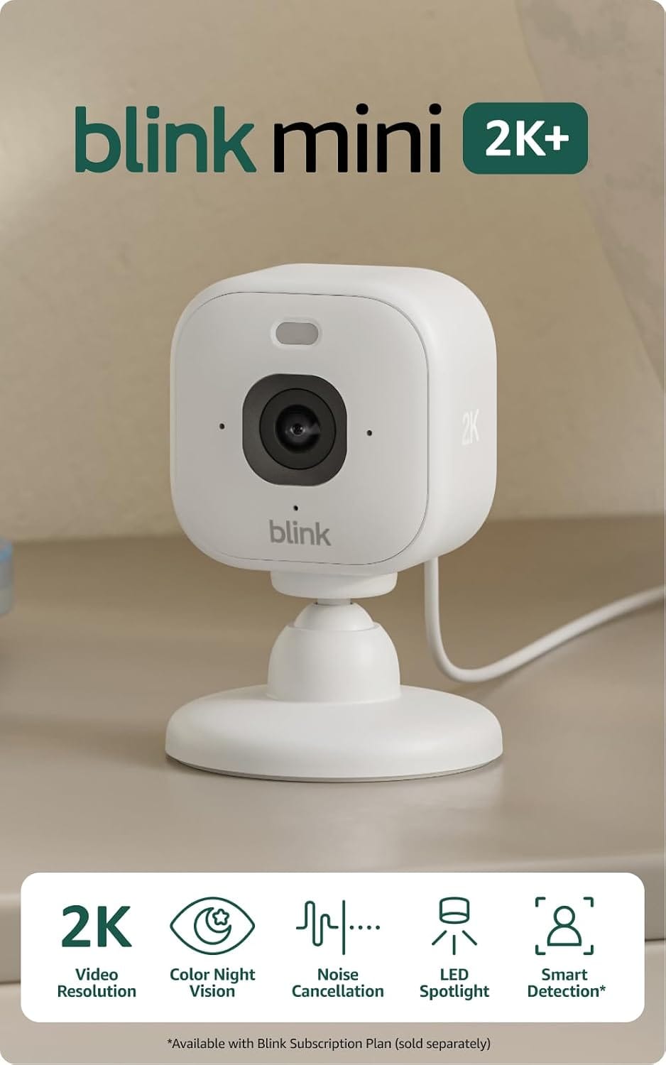 Blink Mini 2K+ plug-in indoor and outdoor security camera