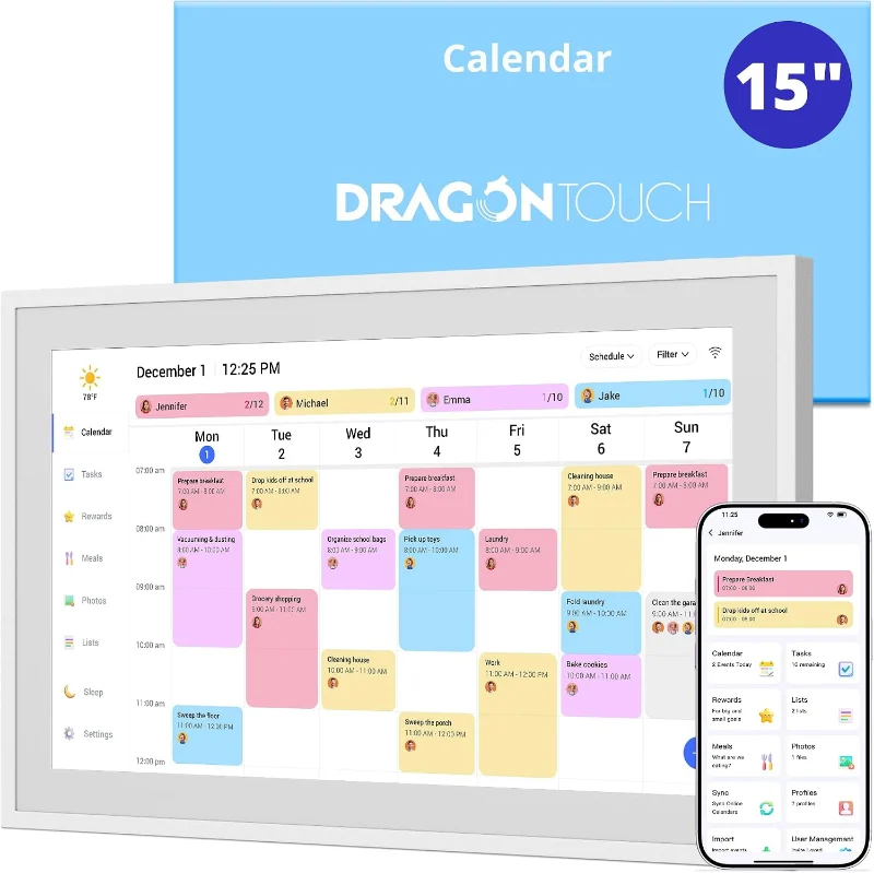 Dragon Touch 15.6 inch digital calendar family planner touchscreen mounted on wall