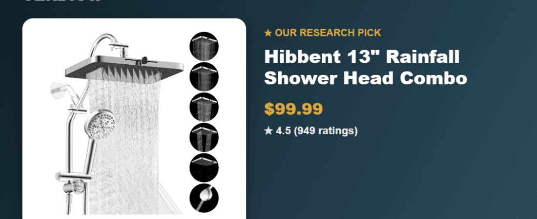 Best Rainfall Shower Head Combo 2026: Our Research Pick — Hibbent 13-Inch