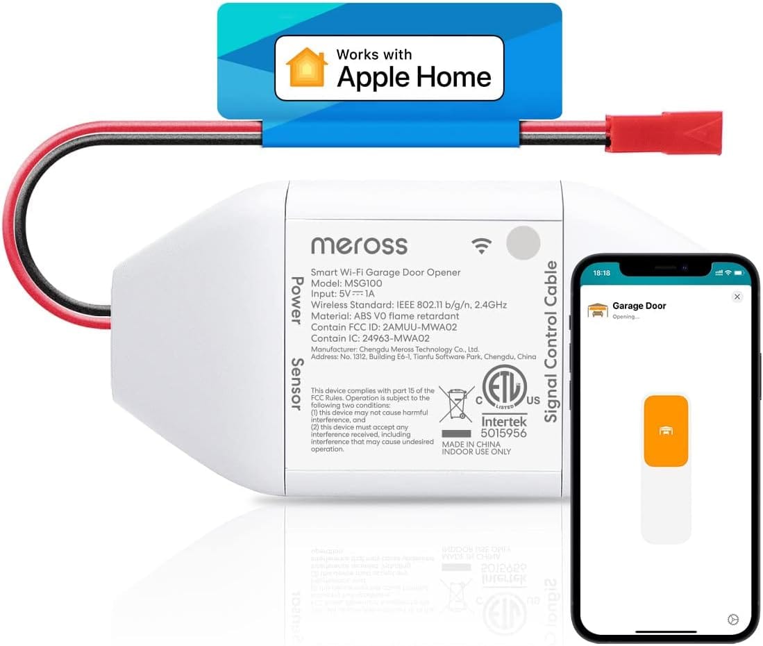meross smart garage door opener remote controller mounted near a garage