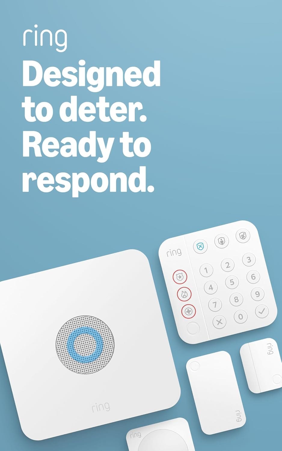 Ring Alarm 5-Piece Kit home security system with keypad, base station, and contact sensors