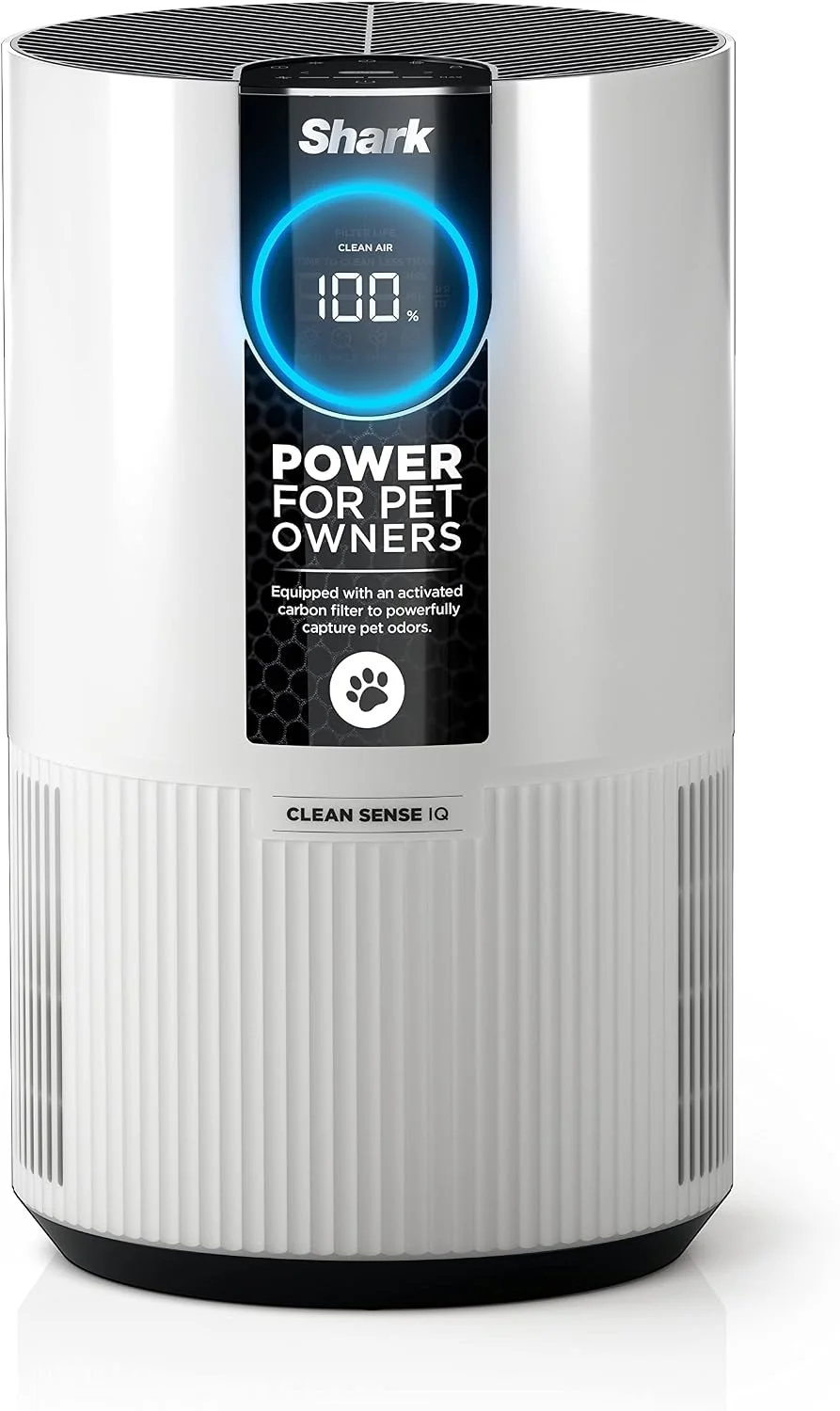 Shark Clean Sense Air Purifier HP102PET with live air quality display, white, for rooms up to 500 sq ft
