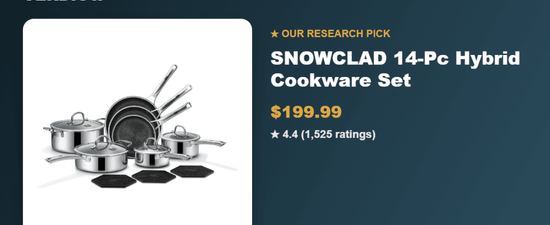 Best Hybrid Nonstick Cookware Set 2026: Our Research Pick — SNOWCLAD 14-Pc